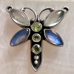 Nicky Butler Butterfly Moonstone Peridot Pendant Sterling Silver NB