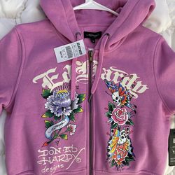 Ed Hardy cropped zip up hoodie