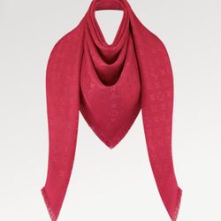 Lous Vuitton Shawl Red Silk