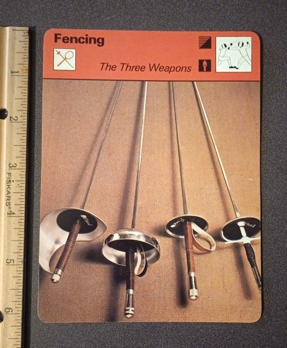 1977 Sportscaster The Weapons Saber Epee French Foil Italian Foil Fencing Large Over-Sized Card Vintage Collectible Italy 