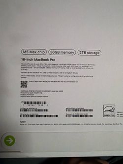 Apple MacBook Pro Max M5 36gb 2tb storage