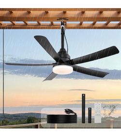 Ventilador de techo para exteriores con luz, ventilador de cenador de 42 pulgadas, regulable 3CCT, ventilador de techo impermeable enchufable, ventila