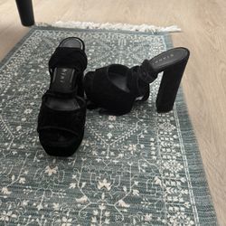 Gianni Bini Velvet Strap Up Heels 