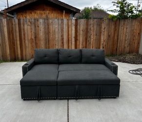 Free Delivery! Grey Sectional Couch with Storage and Bed