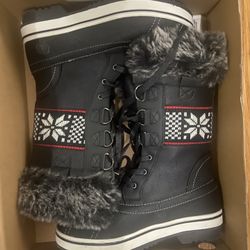 Northside Black Faux Fur Mid Calf Snow Boots Women's
