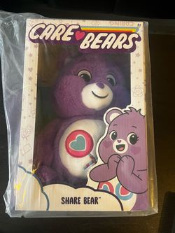 Care Bears Share Bear 14” Purple Plush New in Box NIB Collector Toy