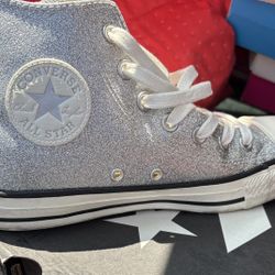Silver/Black High Top Converse