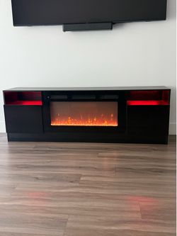 Fireplace TV Stand with 36" Electric Fireplace heater ,LED Light Entertainment Center