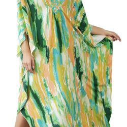Women's Swimwear Turkish Kaftan Swimsuit Beach Cover Up Caftan Long Dresses