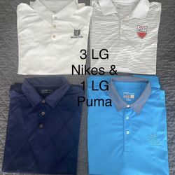3 Nike & 1 Puma Golf Shirts