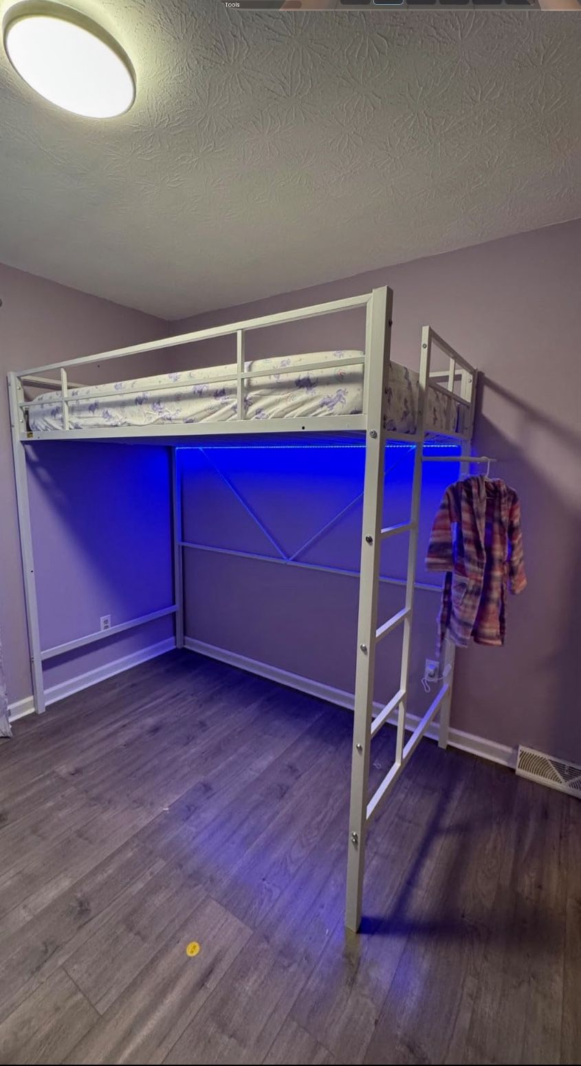 White Lofted Twin Size Bed