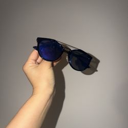 MUST GO BY 12/23!!  90s New Alexander McQueen Sunglasses Blue Marble Reflective Black Metal W Case
