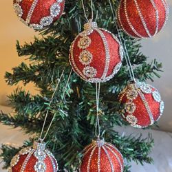 Christmas Ornaments 6 New Pieces 2.6 Inch Handmade 