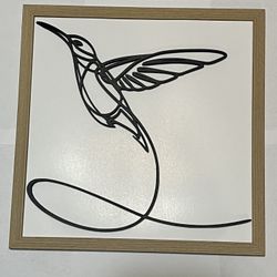 3D Printed Bird Pattern Framed Wall Art Home Decor 10x10 Inch