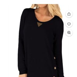 Women's Casual Long Sleeve Faux Suede Loose Tunic, Size XL