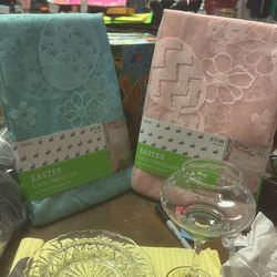 2 left 60x84 rectangular   pink  and teal for meet 15.00 each one