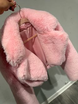 Pink Faux Fur Cropped Jacket