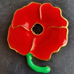 red enamel poppy brooch