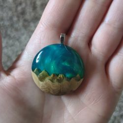 Resin and wood pendant