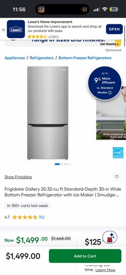 Frigidaire Gallery 20.32-cu ft Standard-Depth 30-in Wide Bottom-Freezer Refrigerator with Ice Maker