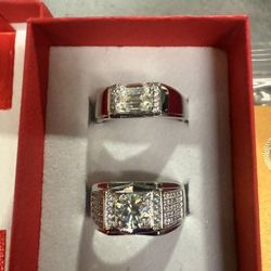 VVS1 Sz 10 Diamond Rings For Men 2 Total With 3 CT of Flawless Moissanite Will Pass Diamond Testers
