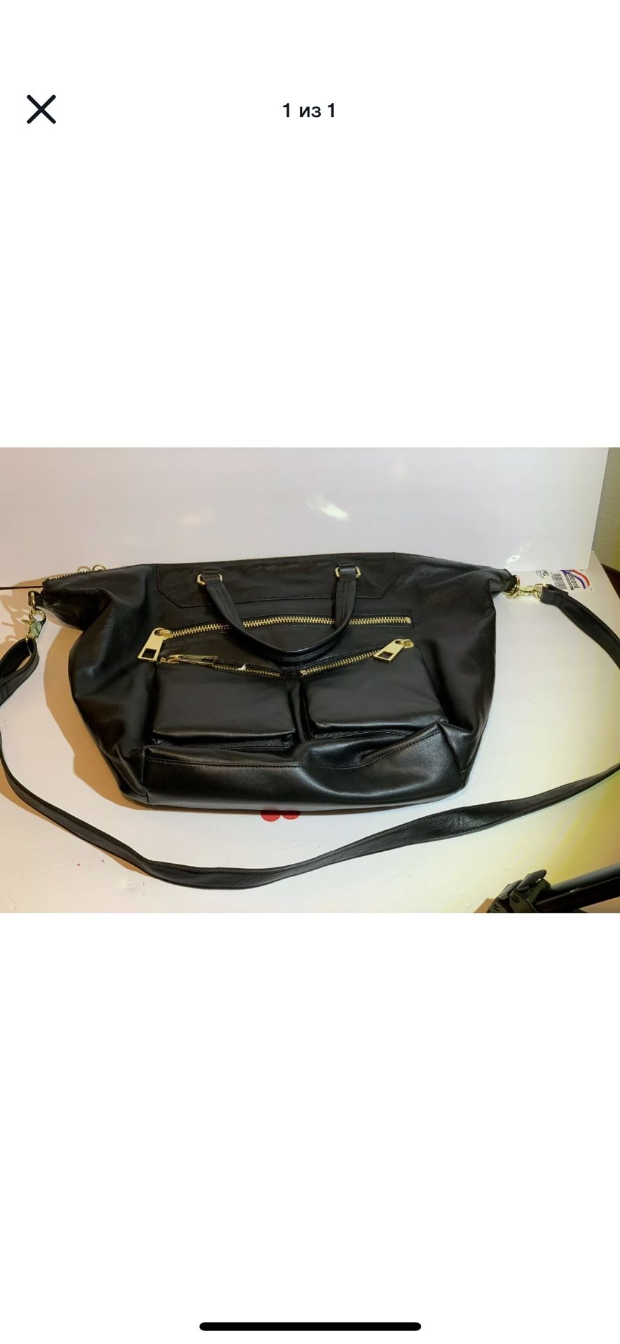 VINCE CAMUTO Black Genuine Leather Shoulder Bag/Hobo Handbag Tote
