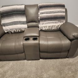 Double Seat Leather Recliner 