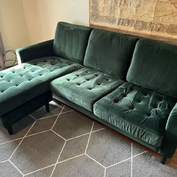 Green Velvet Sectional Sofa 