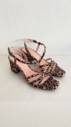 J Crew Leopard Print Block Heel Strappy Sandals