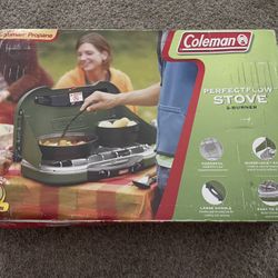 Brand New Sealed Box Coleman PerfectFlow 2-Burner Propane Stove (Model #5469).