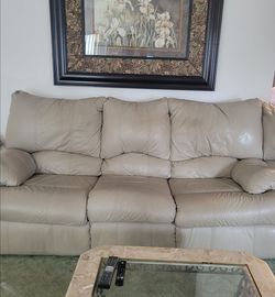 Leather Couch  w/ Pull Out Bed & Wedge