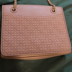 torch burch pale pink floral quilted leather purse 