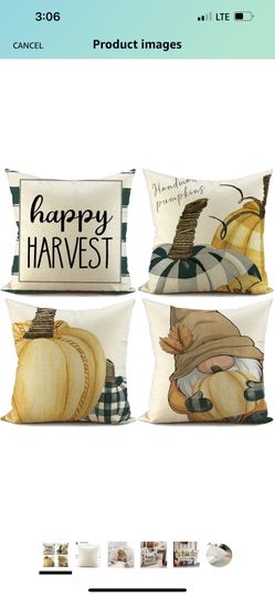 Fall Throw Pillow Covers 18x18 Set of 4 Decorative Autumn Fall Pillows Handmade Pumpkin Gnome Buffalo Plaid Thankgiving Fall Decor for Couch
