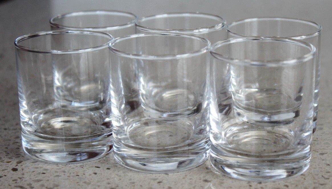 Vintage Clear Wide Drinking Drink Shot Glass Set Of 6