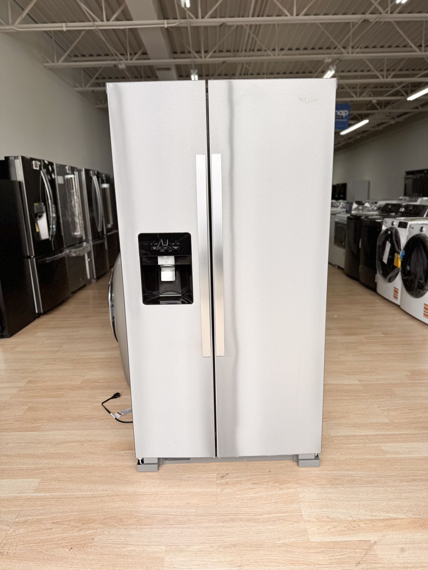 New Whirlpool - 24.6 Cu. Ft. Side-by-Side Refrigerator - Fingerprint Resistant Stainless Steel Model: WRS325SDHZ