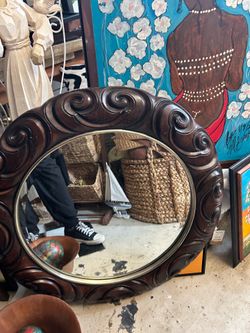 Round bamboo Mirror
