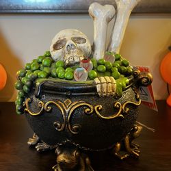 Halloween Skull Bones Witches Cauldron Sounds Flashing Eyeballs