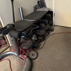 Work Out Bench With Multiple Weights 