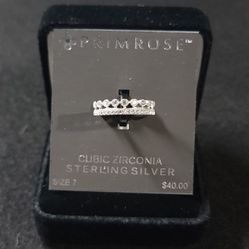 Sterling Silver Cubic Zirconia Primrose Band Size 7 New 