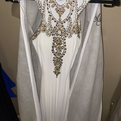 White Gown With Gold Diamonds 