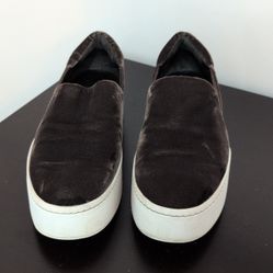 Vince "Warren" Chocolate Brown Velvet Slip-On Platform Sneakers Size 7 