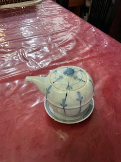Ceramic Teapot with Blue Floral Design for decoration