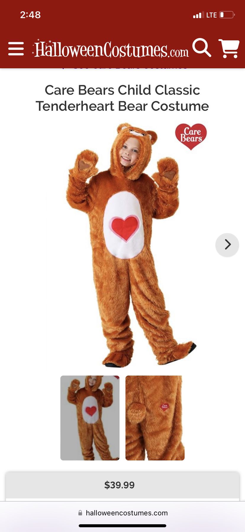 Tender heart Care Bear Halloween Costume 