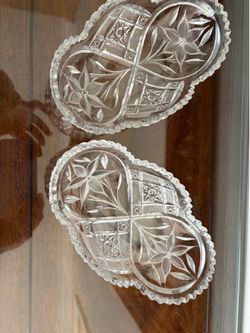 Set vintage cut glass dishes