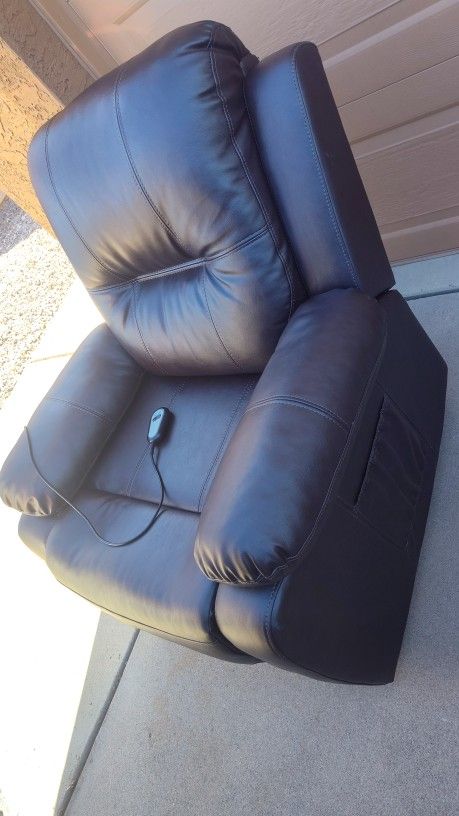Brown Leather Electric Stand Up Recliner 
