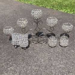 Crystal Candle Holder Set 5 Piece