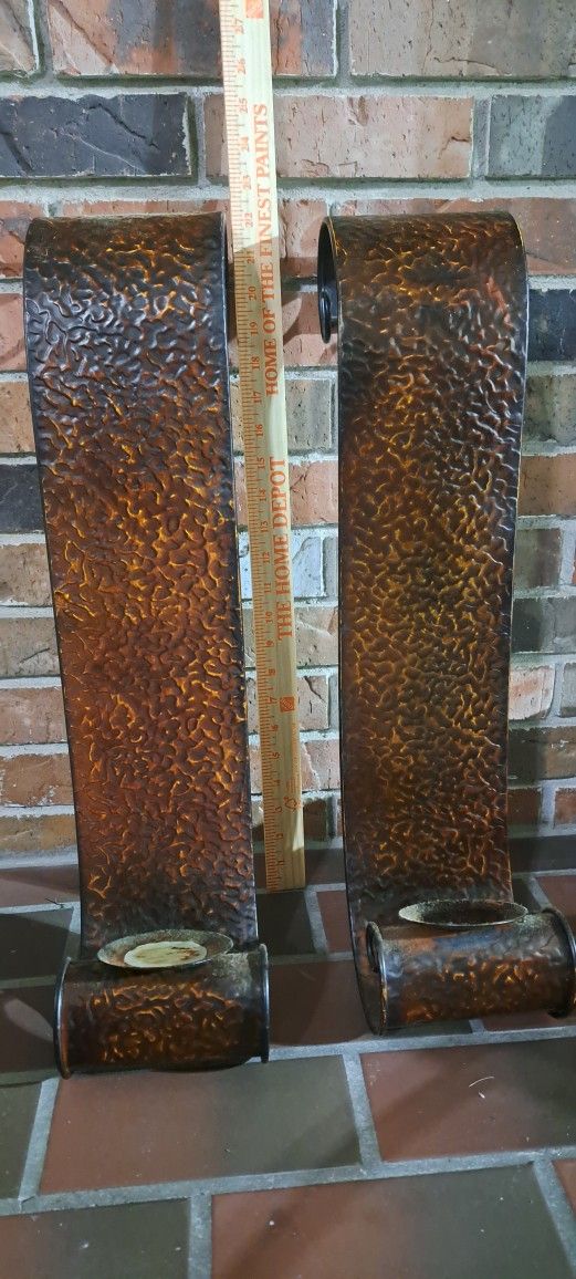 2 Tall Hammered Metal Candle Scones