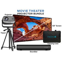Fugoo Outdoor Projector & Soundbar Bundle with Tripod & 120" Foldable Screen