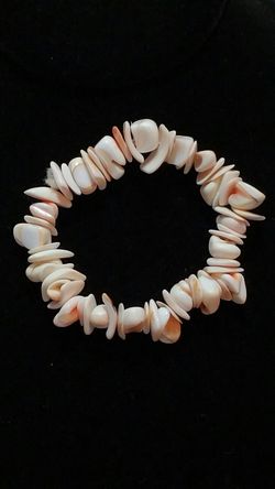 Beaded elastic bracelet white / orange