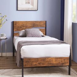 New Rustic Brown Twin Bed Frame